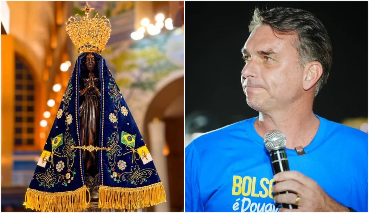 Acusado de retirar de Nossa Senhora Aparecida o título de ‘Padroeira do Brasil’, Flávio Bolsonaro ataca a CNBB